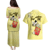 Personalized Vatican City Couples Matching Puletasi and Hawaiian Shirt Coat Of Arms With Dove Bird - Wonder Print Shop