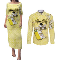 Personalized Vatican City Couples Matching Puletasi and Long Sleeve Button Shirt Coat Of Arms With Dove Bird - Wonder Print Shop