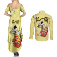 Personalized Vatican City Couples Matching Summer Maxi Dress and Long Sleeve Button Shirt Coat Of Arms With Dove Bird - Wonder Print Shop