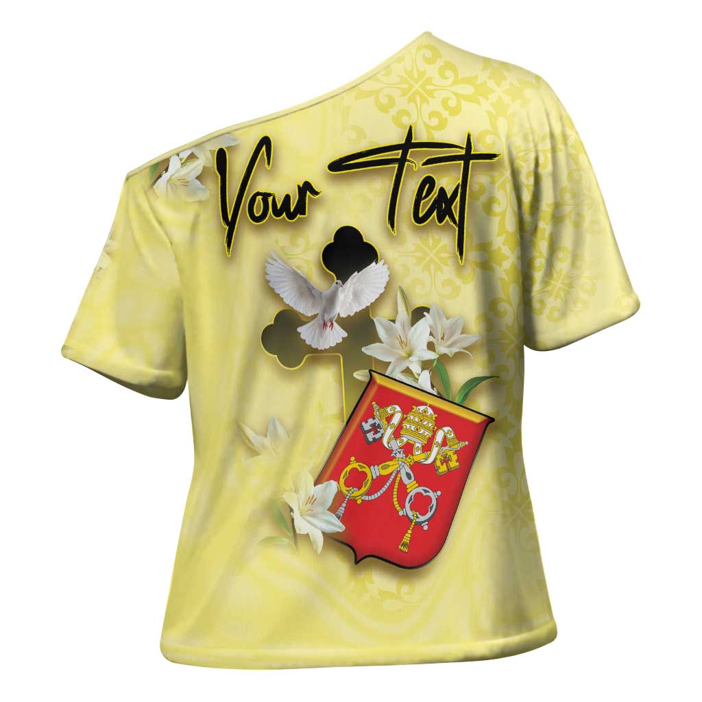 Personalized Vatican City Cross Shoulder Shirt Coat Of Arms With Dove Bird - Wonder Print Shop