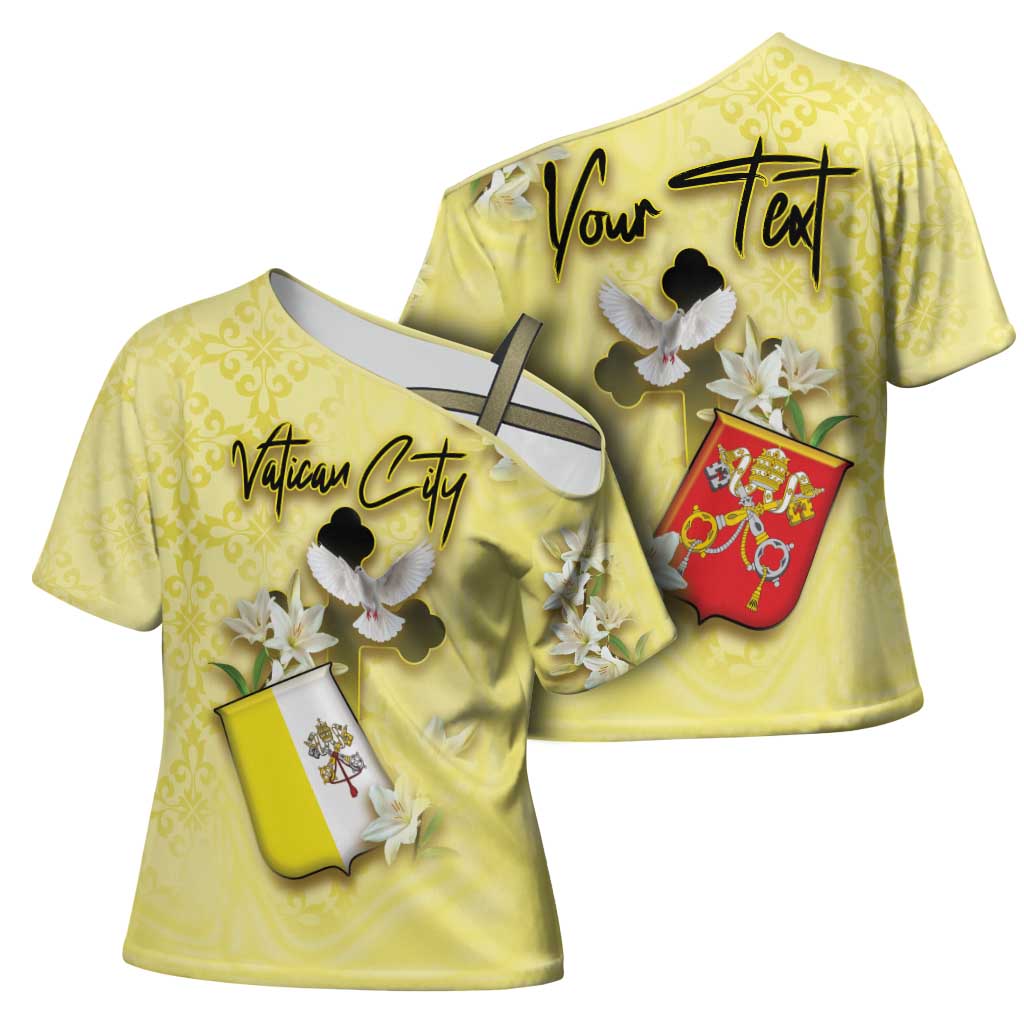 Personalized Vatican City Cross Shoulder Shirt Coat Of Arms With Dove Bird - Wonder Print Shop