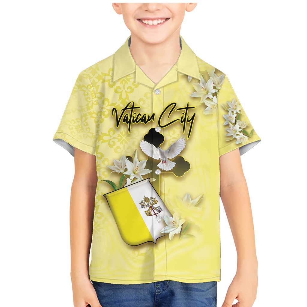 Personalized Vatican City Family Matching Mermaid Dress and Hawaiian Shirt Coat Of Arms With Dove Bird - Wonder Print Shop