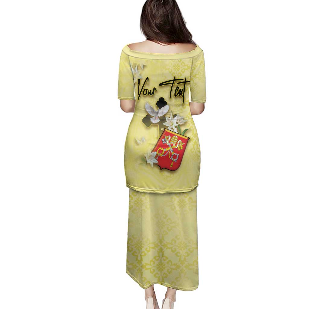 Personalized Vatican City Family Matching Puletasi and Hawaiian Shirt Coat Of Arms With Dove Bird - Wonder Print Shop