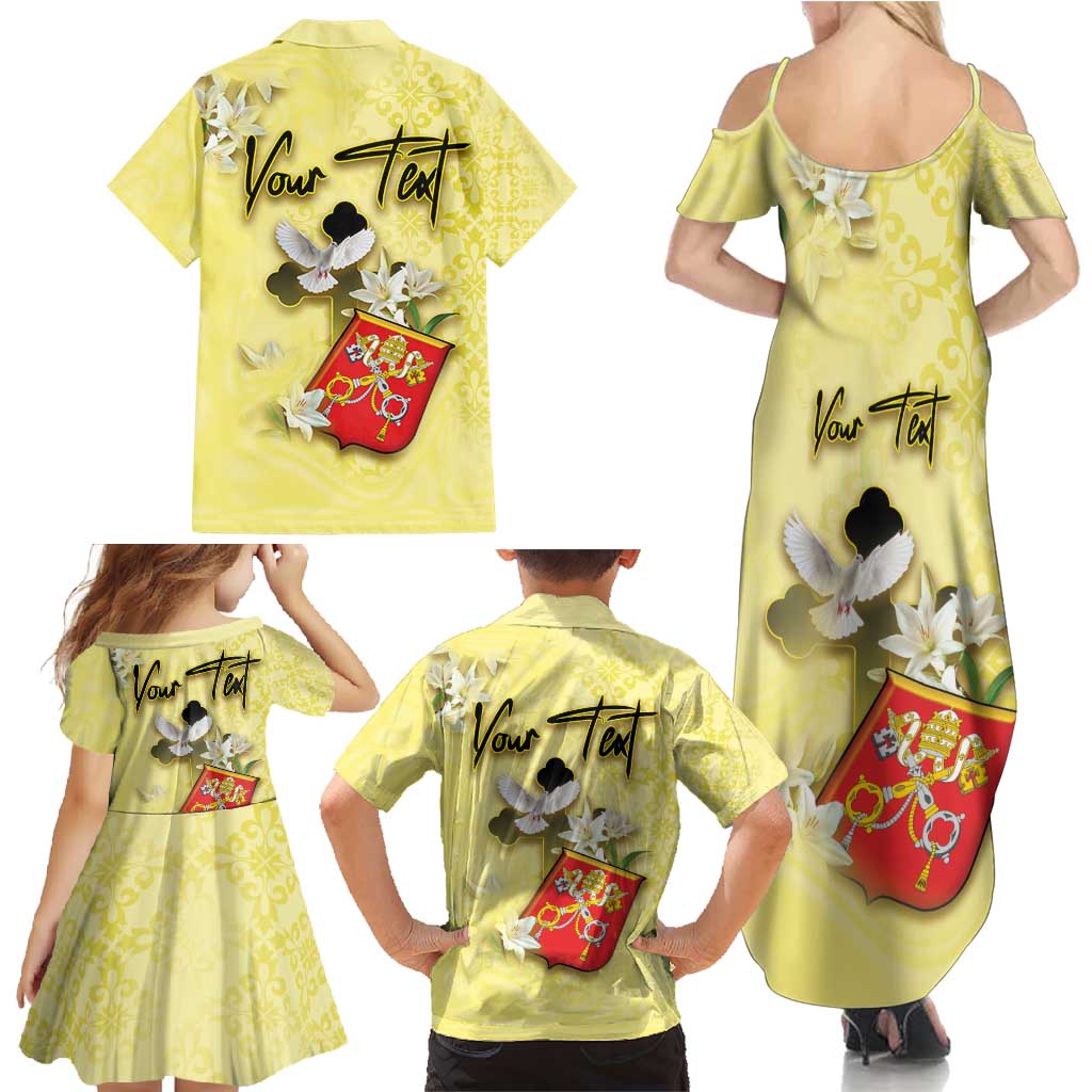 Personalized Vatican City Family Matching Summer Maxi Dress and Hawaiian Shirt Coat Of Arms With Dove Bird - Wonder Print Shop