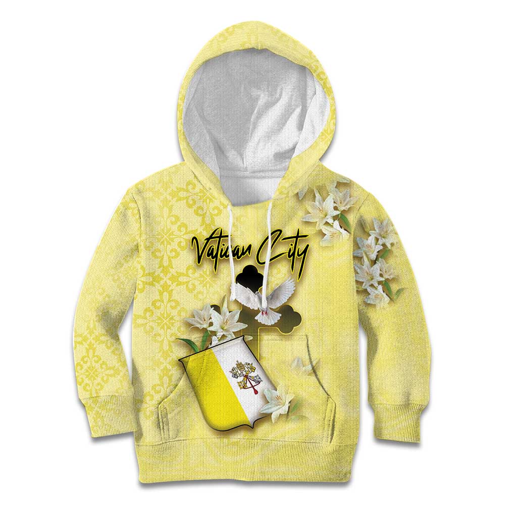 Personalized Vatican City Kid Hoodie Coat Of Arms With Dove Bird - Wonder Print Shop