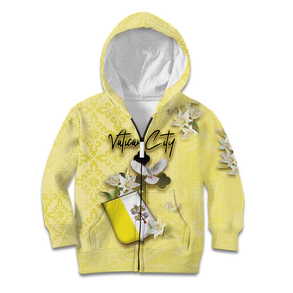 Personalized Vatican City Kid Hoodie Coat Of Arms With Dove Bird - Wonder Print Shop