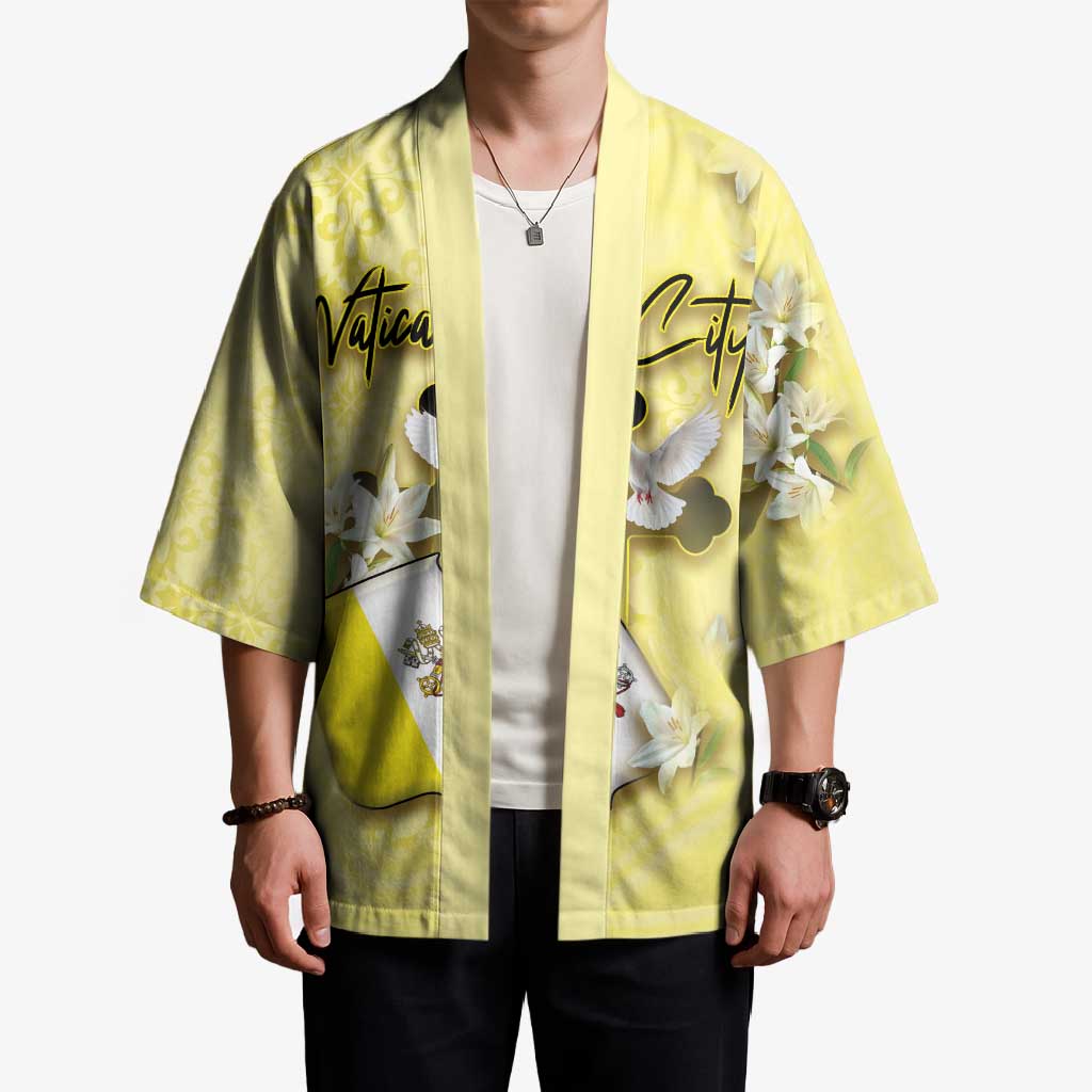 Personalized Vatican City Kimono Coat Of Arms With Dove Bird - Wonder Print Shop