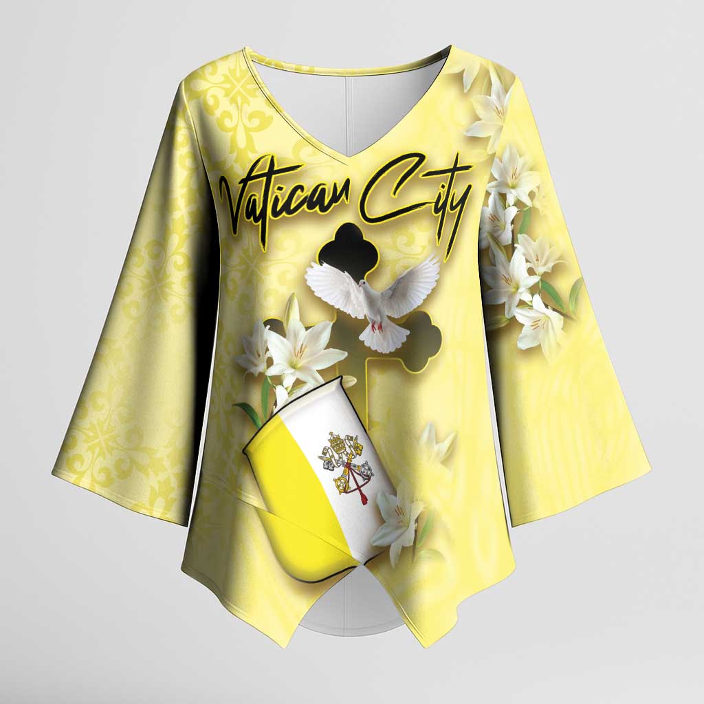 Personalized Vatican City Kimono Sleeve Blouse Coat Of Arms With Dove Bird - Wonder Print Shop