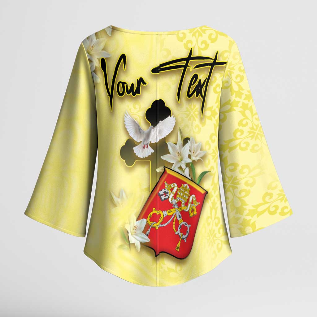 Personalized Vatican City Kimono Sleeve Blouse Coat Of Arms With Dove Bird - Wonder Print Shop