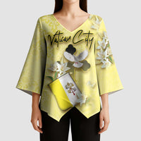 Personalized Vatican City Kimono Sleeve Blouse Coat Of Arms With Dove Bird - Wonder Print Shop