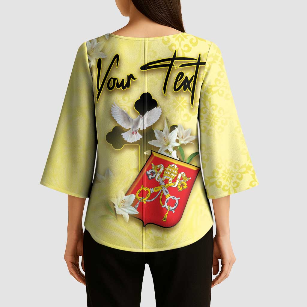 Personalized Vatican City Kimono Sleeve Blouse Coat Of Arms With Dove Bird - Wonder Print Shop