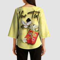 Personalized Vatican City Kimono Sleeve Blouse Coat Of Arms With Dove Bird - Wonder Print Shop