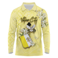 Personalized Vatican City Long Sleeve Polo Shirt Coat Of Arms With Dove Bird - Wonder Print Shop