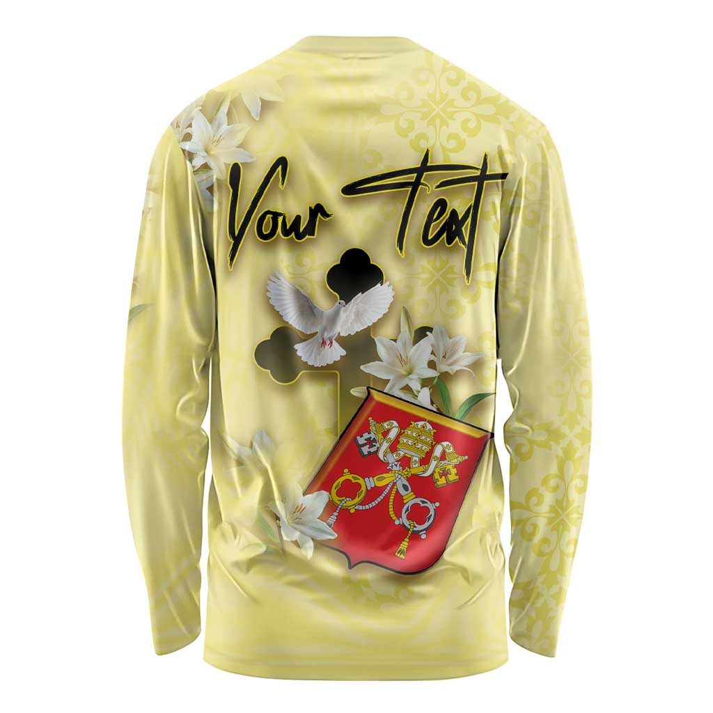 Personalized Vatican City Long Sleeve Shirt Coat Of Arms With Dove Bird - Wonder Print Shop