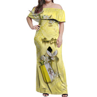 Personalized Vatican City Off Shoulder Maxi Dress Coat Of Arms With Dove Bird - Wonder Print Shop