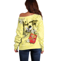 Personalized Vatican City Off Shoulder Sweater Coat Of Arms With Dove Bird - Wonder Print Shop