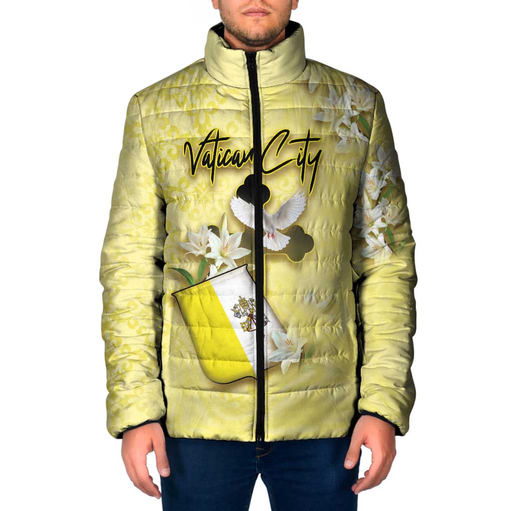 Personalized Vatican City Padded Jacket Coat Of Arms With Dove Bird - Wonder Print Shop