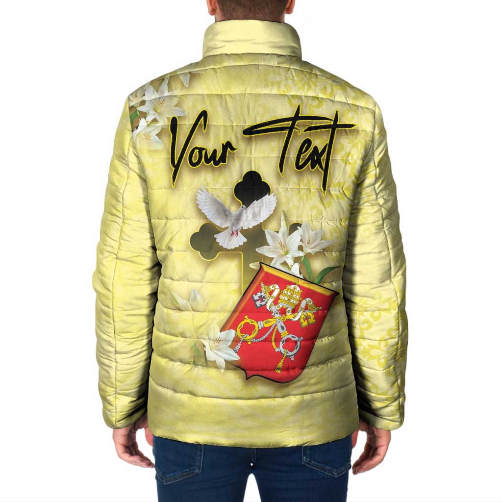 Personalized Vatican City Padded Jacket Coat Of Arms With Dove Bird - Wonder Print Shop