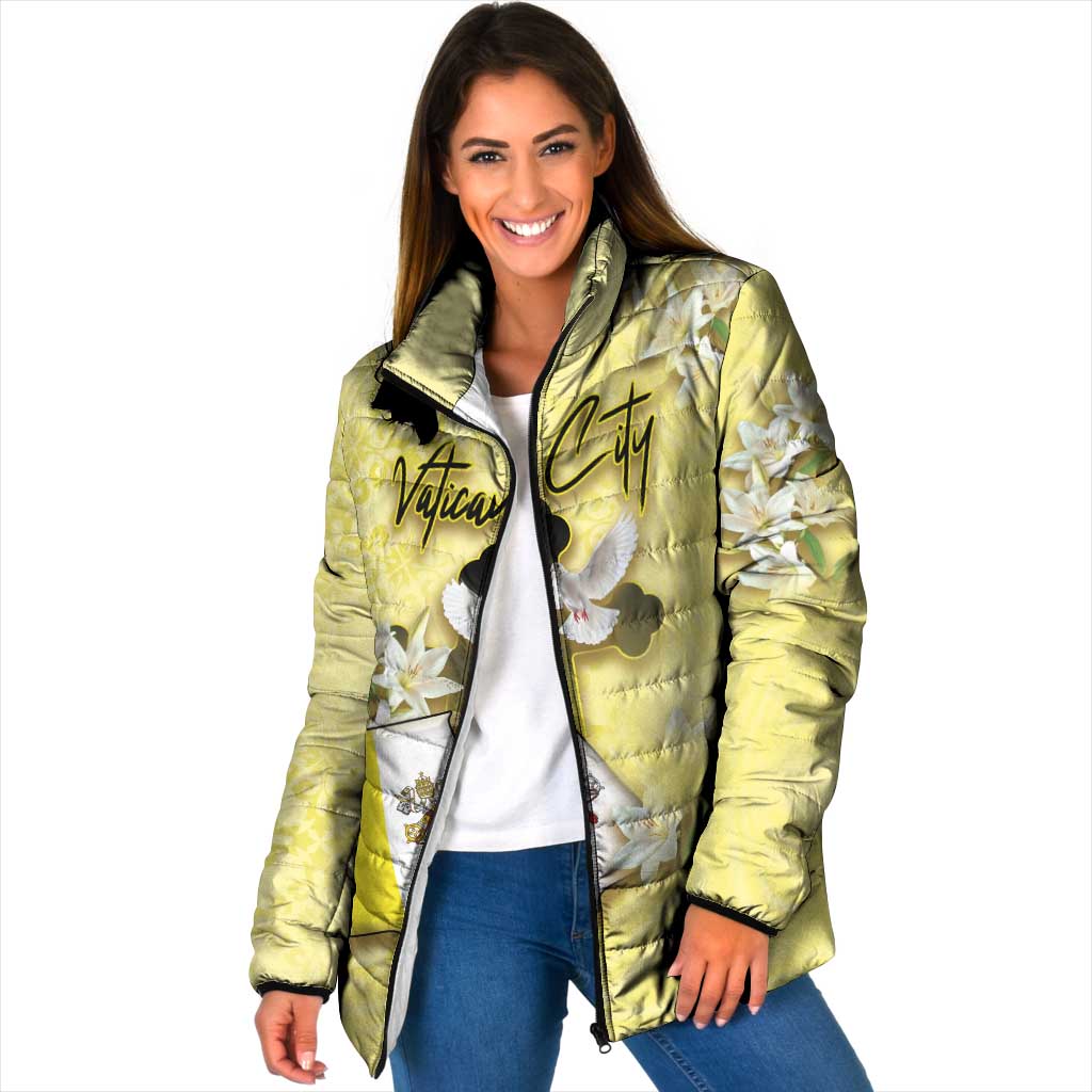 Personalized Vatican City Padded Jacket Coat Of Arms With Dove Bird - Wonder Print Shop