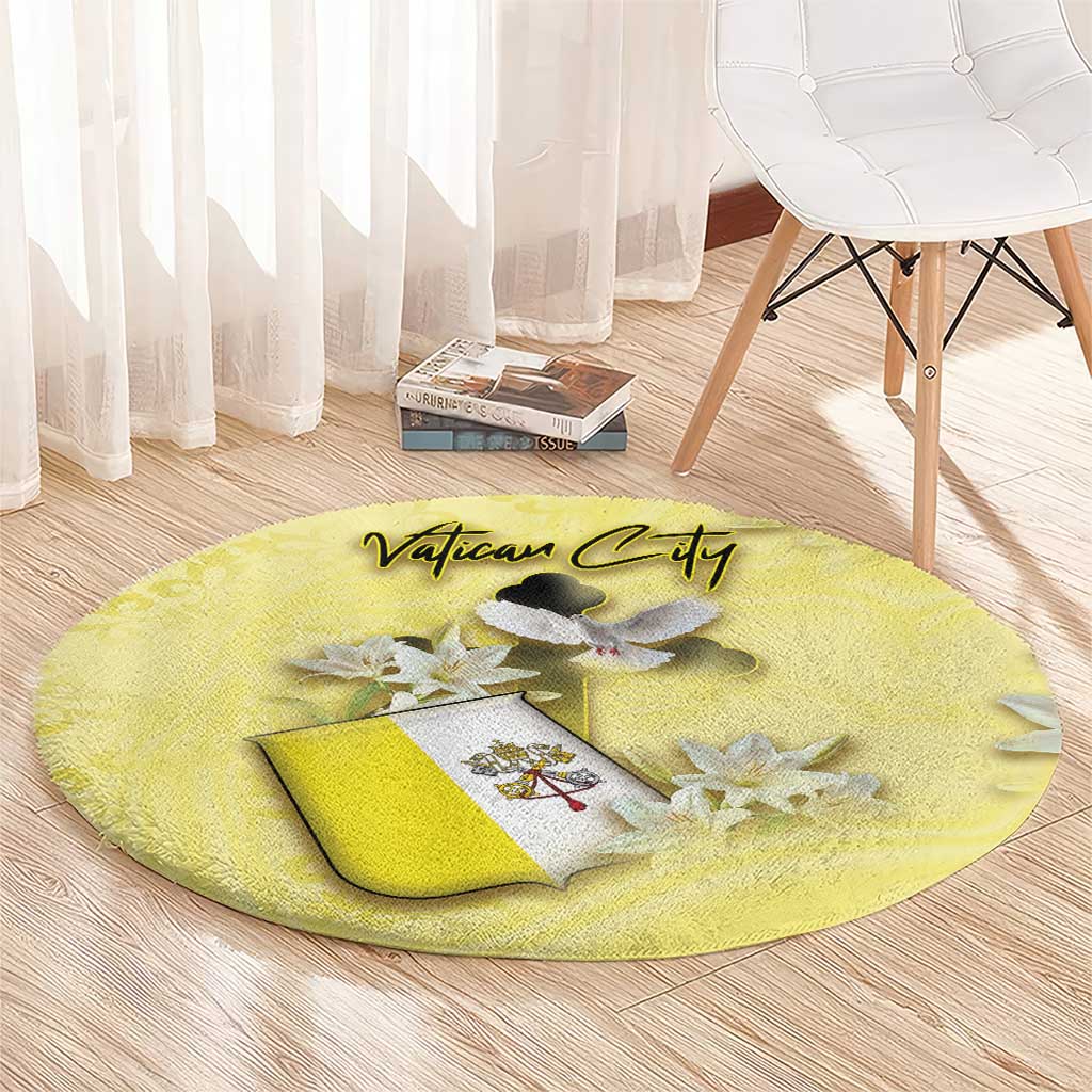 Vatican City Round Carpet Coat Of Arms With Dove Bird - Wonder Print Shop