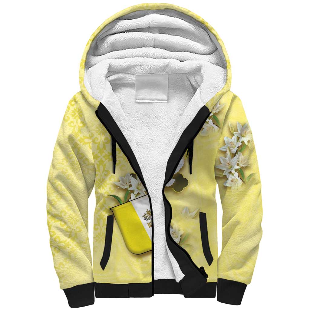 Personalized Vatican City Sherpa Hoodie Coat Of Arms With Dove Bird - Wonder Print Shop