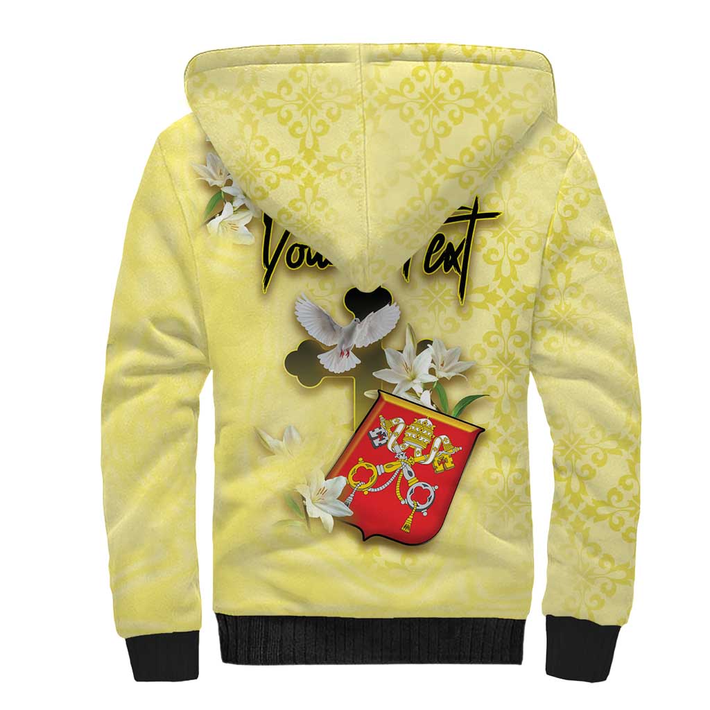 Personalized Vatican City Sherpa Hoodie Coat Of Arms With Dove Bird - Wonder Print Shop