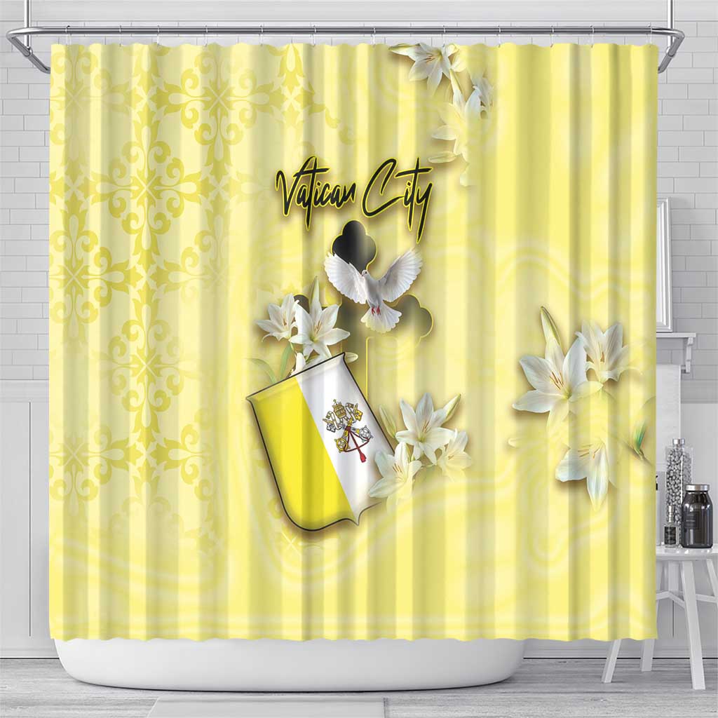 Vatican City Shower Curtain Coat Of Arms With Dove Bird - Wonder Print Shop