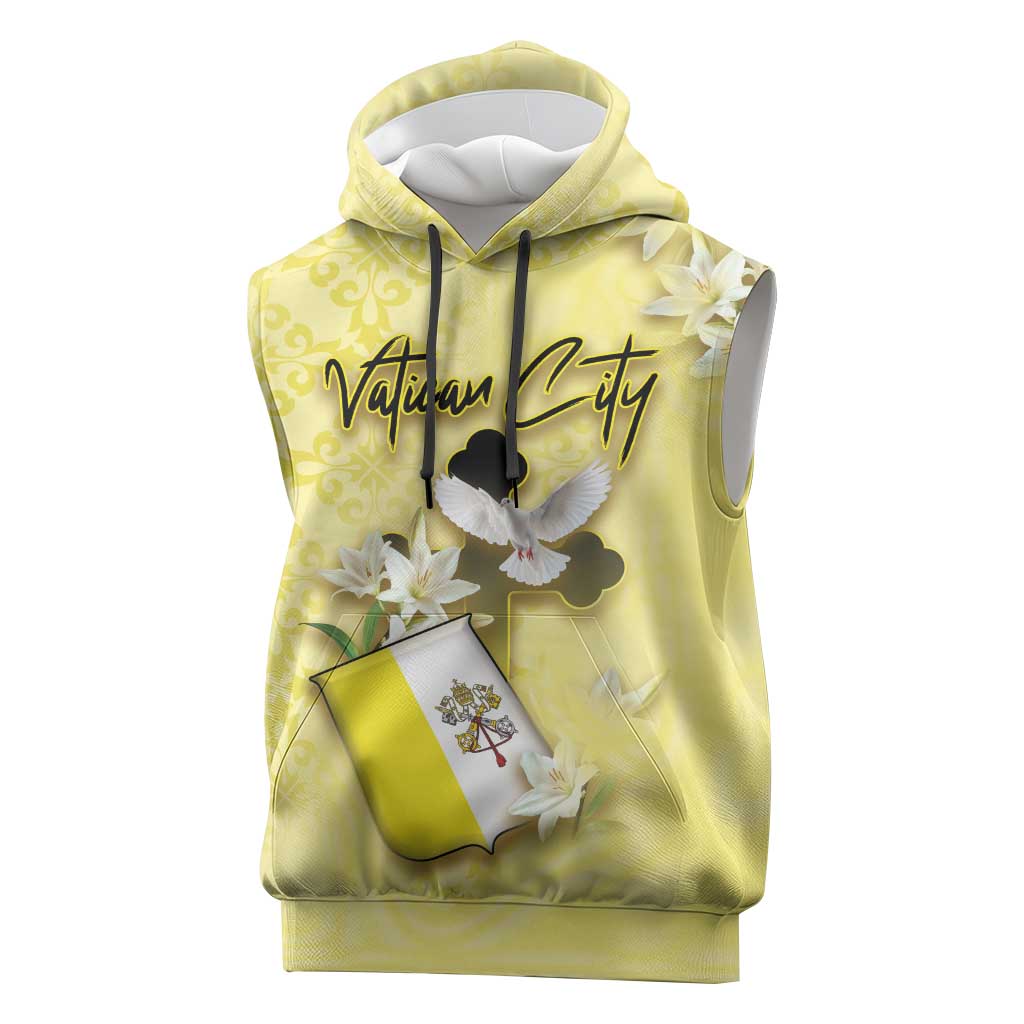 Personalized Vatican City Sleeveless Hoodie Coat Of Arms With Dove Bird - Wonder Print Shop