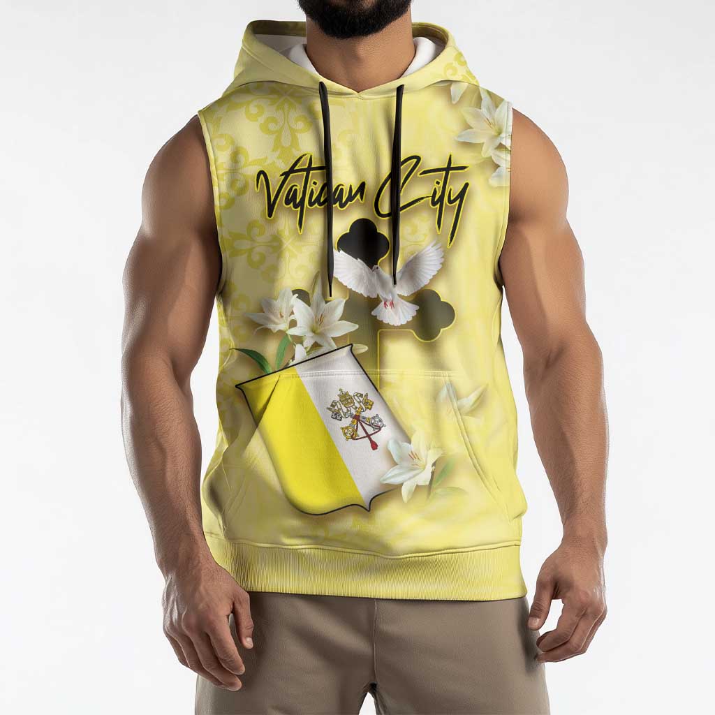 Personalized Vatican City Sleeveless Hoodie Coat Of Arms With Dove Bird - Wonder Print Shop