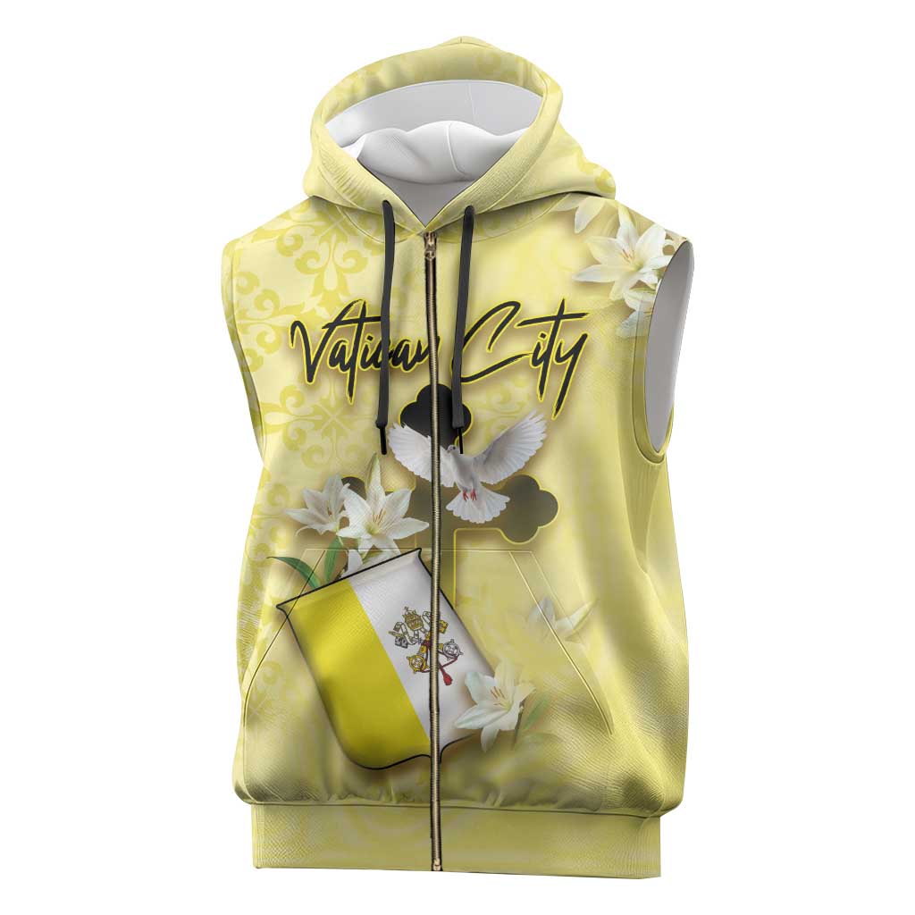 Personalized Vatican City Sleeveless Zip Hoodie Coat Of Arms With Dove Bird - Wonder Print Shop