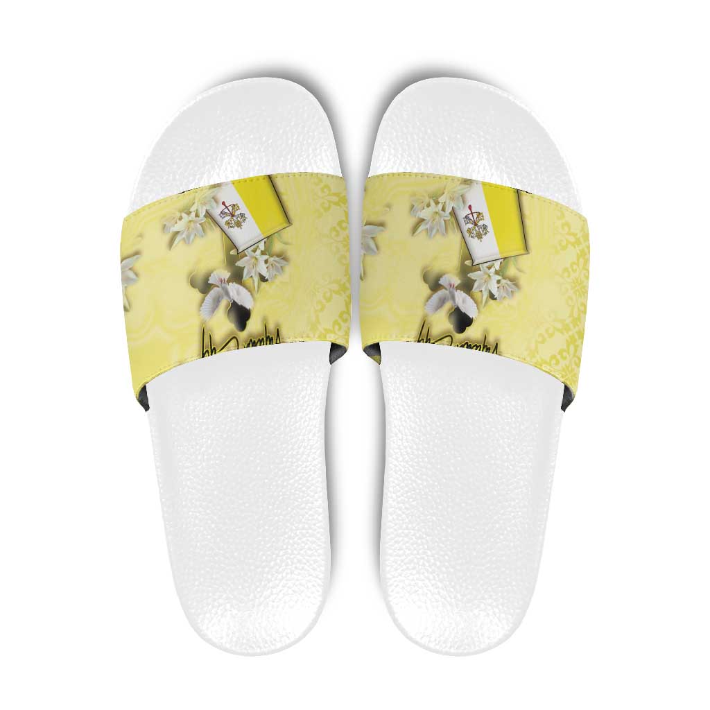 Vatican City Slide Sandals Coat Of Arms With Dove Bird - Wonder Print Shop