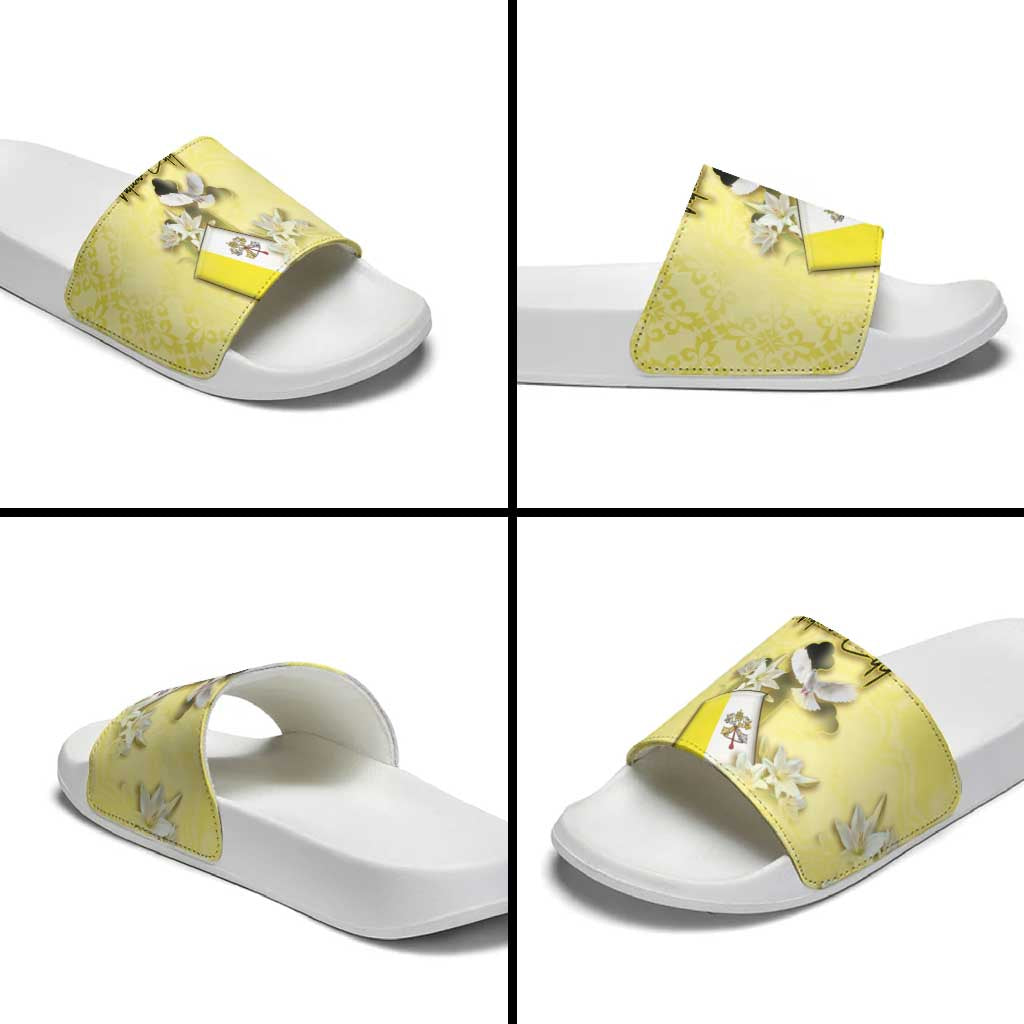 Vatican City Slide Sandals Coat Of Arms With Dove Bird - Wonder Print Shop