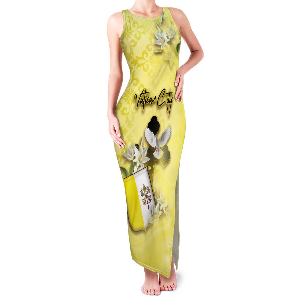 Personalized Vatican City Tank Maxi Dress Coat Of Arms With Dove Bird - Wonder Print Shop