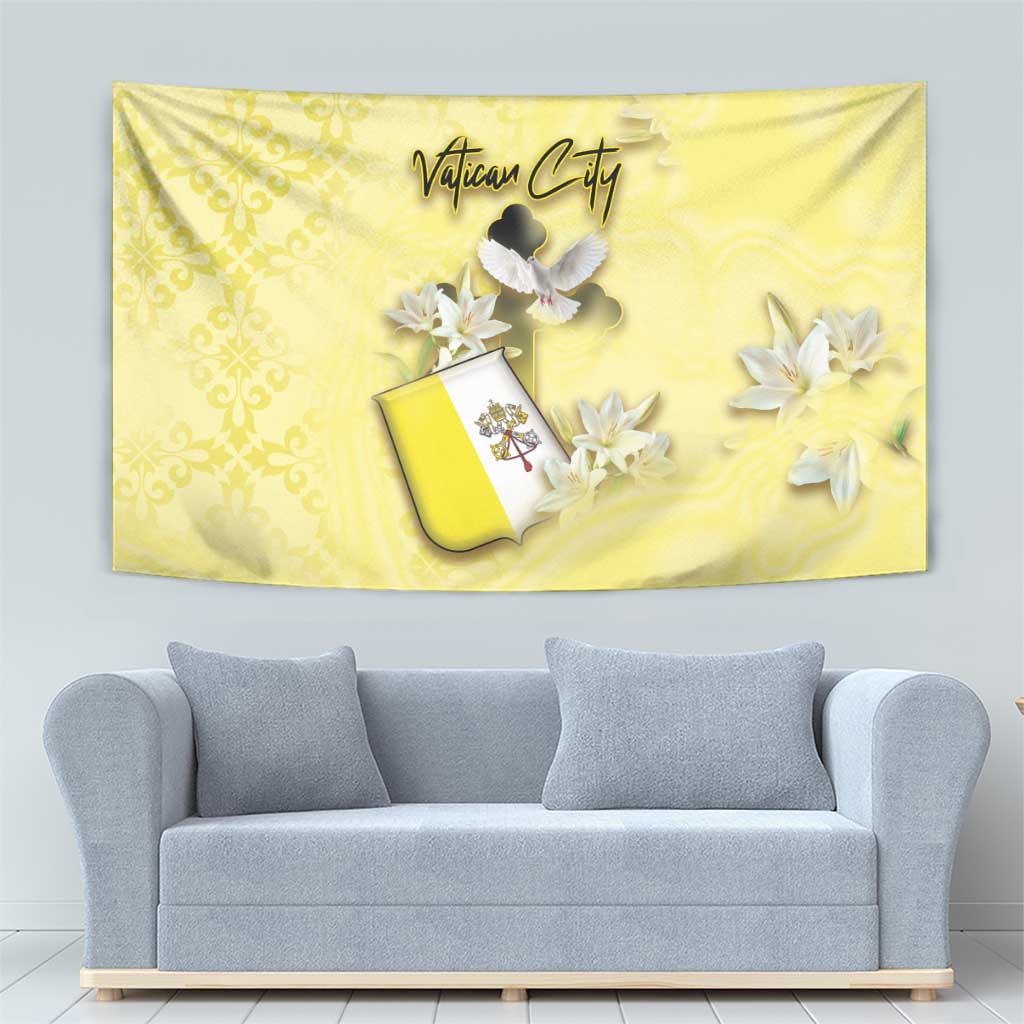 Vatican City Tapestry Coat Of Arms With Dove Bird - Wonder Print Shop