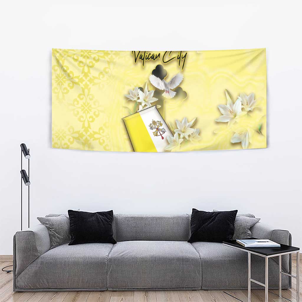 Vatican City Tapestry Coat Of Arms With Dove Bird - Wonder Print Shop