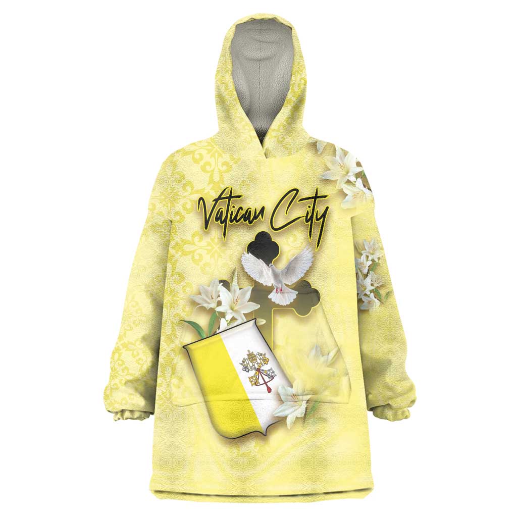 Personalized Vatican City Wearable Blanket Hoodie Coat Of Arms With Dove Bird - Wonder Print Shop