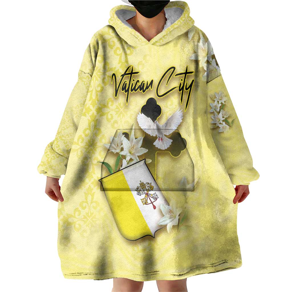 Personalized Vatican City Wearable Blanket Hoodie Coat Of Arms With Dove Bird - Wonder Print Shop