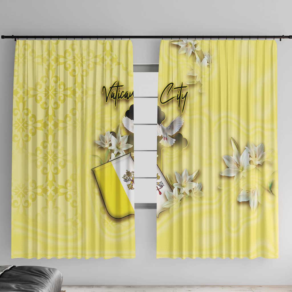 Vatican City Window Curtain Coat Of Arms With Dove Bird - Wonder Print Shop