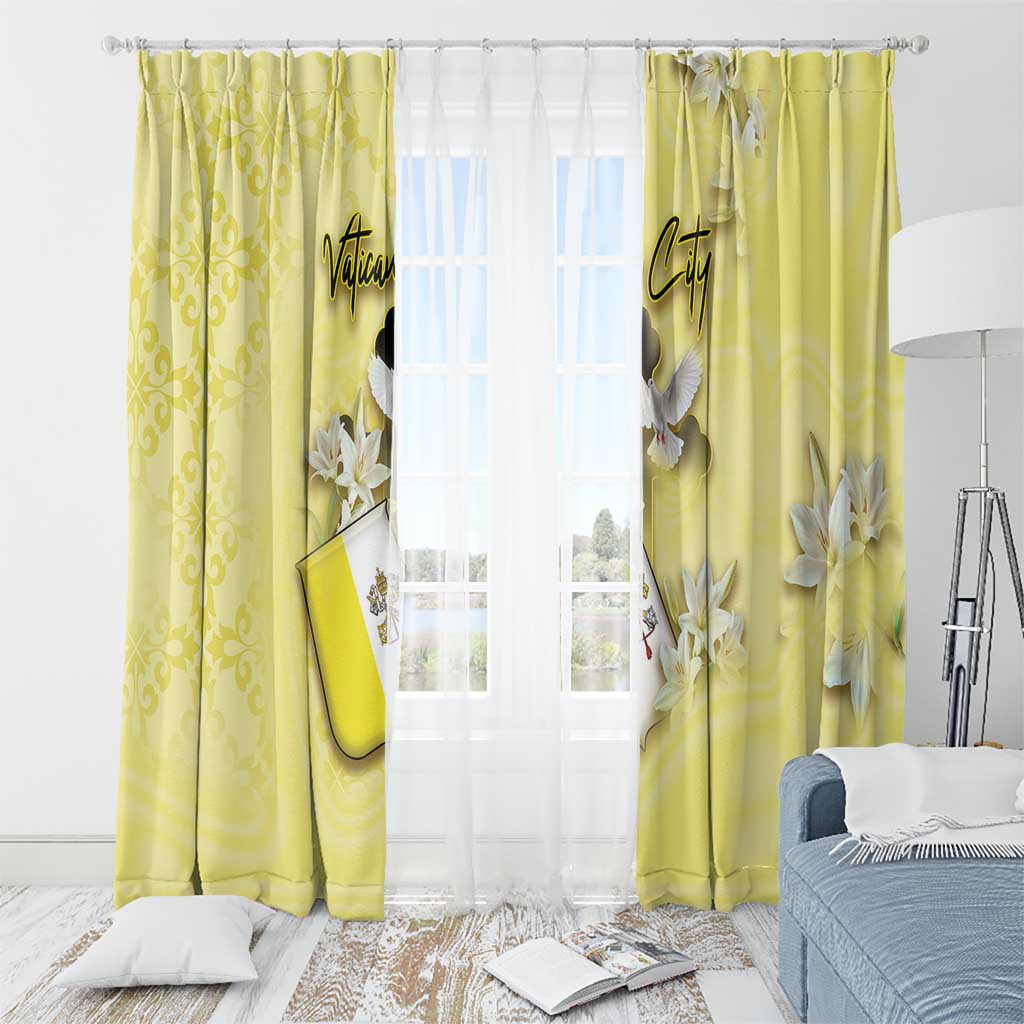 Vatican City Window Curtain Coat Of Arms With Dove Bird - Wonder Print Shop