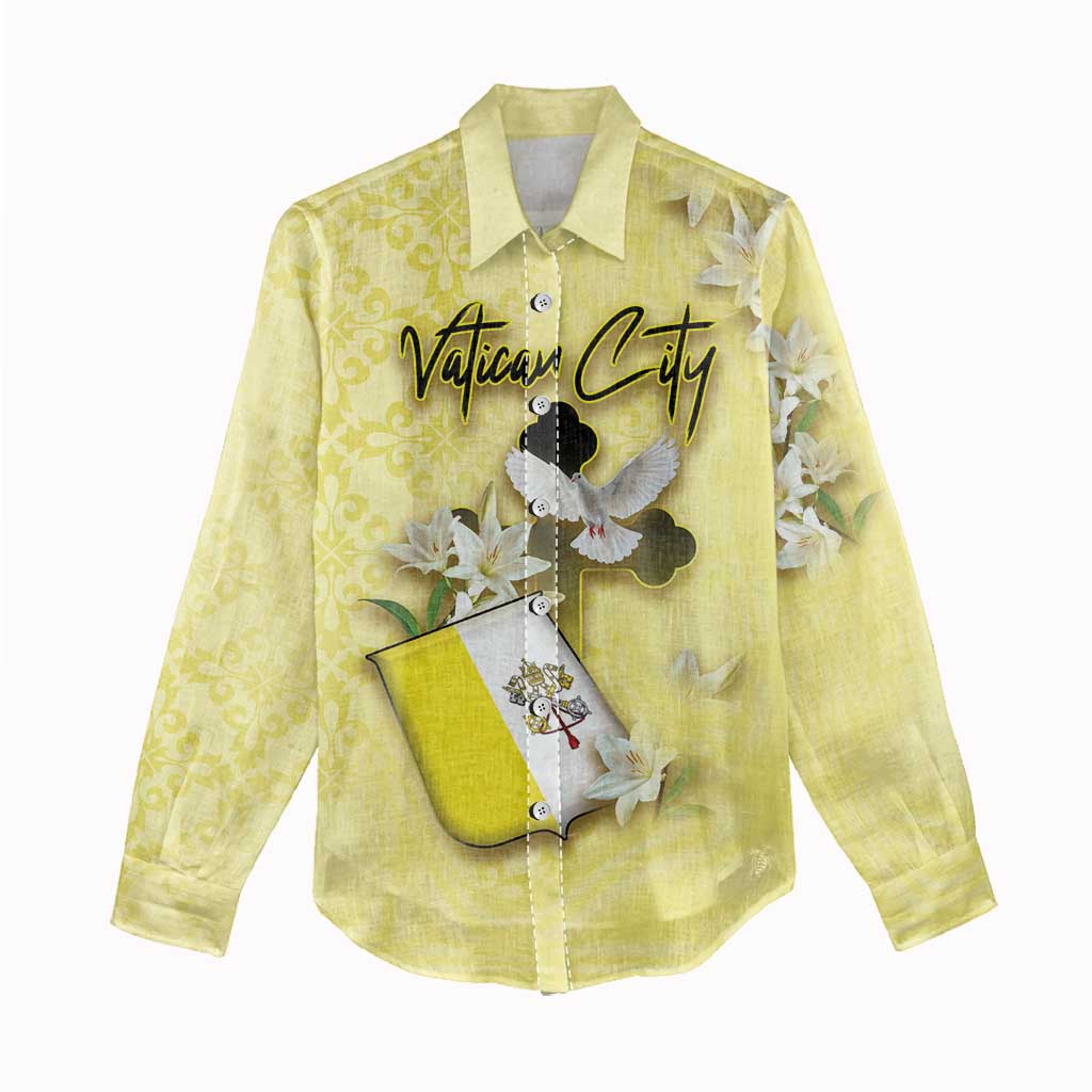 Personalized Vatican City Women Casual Shirt Coat Of Arms With Dove Bird - Wonder Print Shop