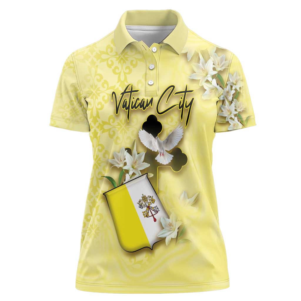 Personalized Vatican City Women Polo Shirt Coat Of Arms With Dove Bird - Wonder Print Shop