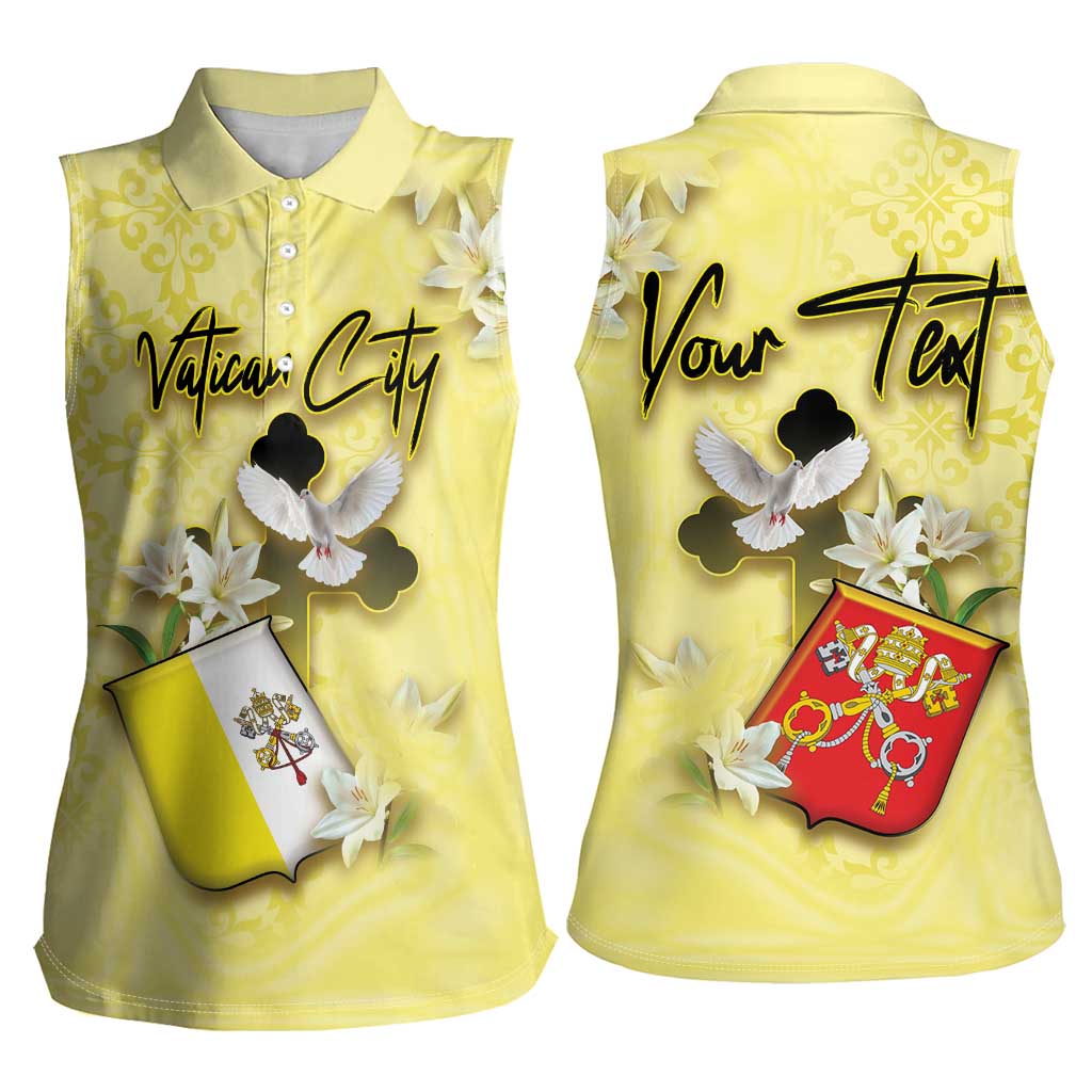 Personalized Vatican City Women Sleeveless Polo Shirt Coat Of Arms With Dove Bird - Wonder Print Shop