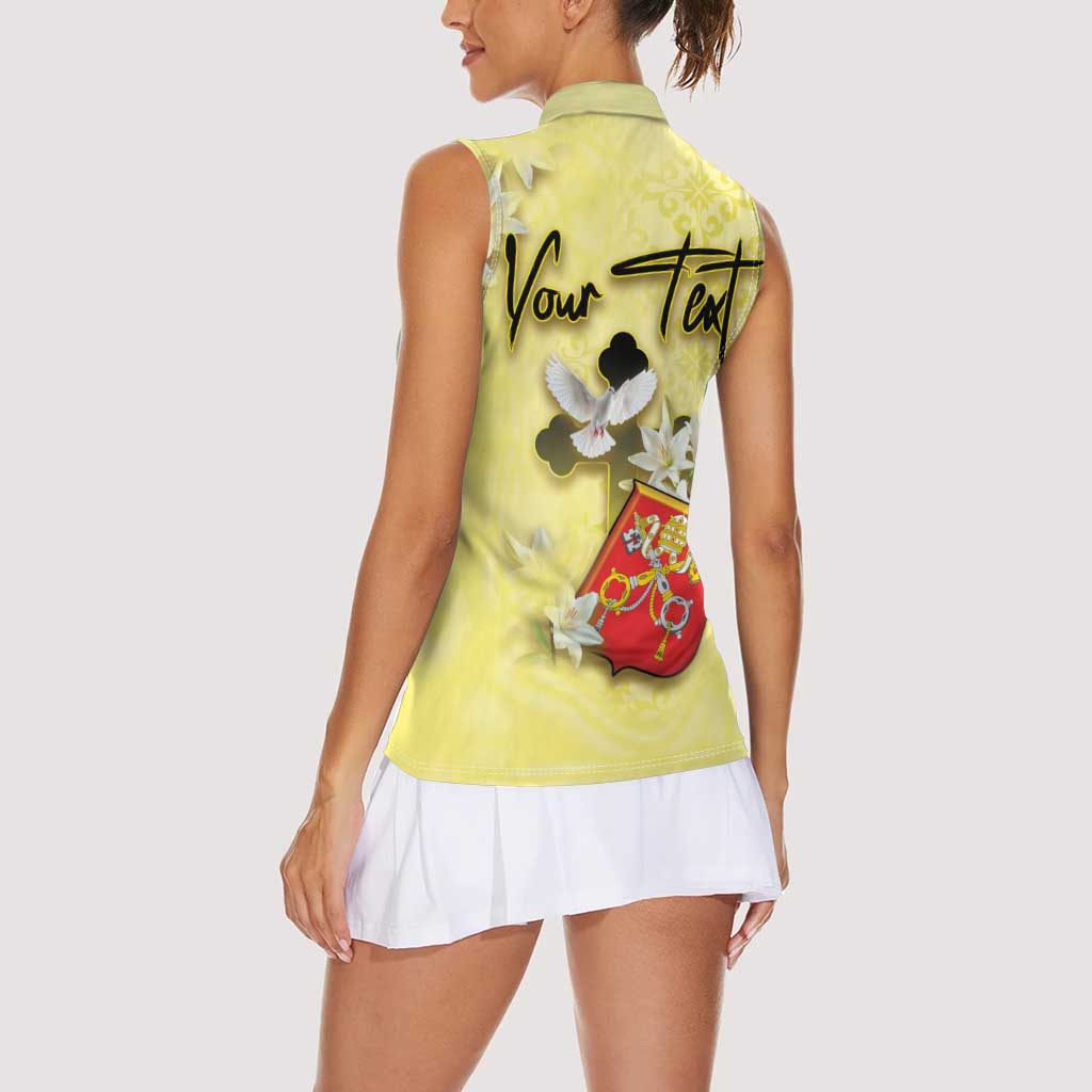 Personalized Vatican City Women Sleeveless Polo Shirt Coat Of Arms With Dove Bird - Wonder Print Shop