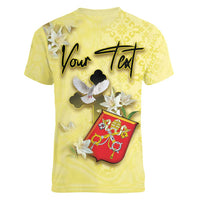 Personalized Vatican City Women V-Neck T-Shirt Coat Of Arms With Dove Bird - Wonder Print Shop