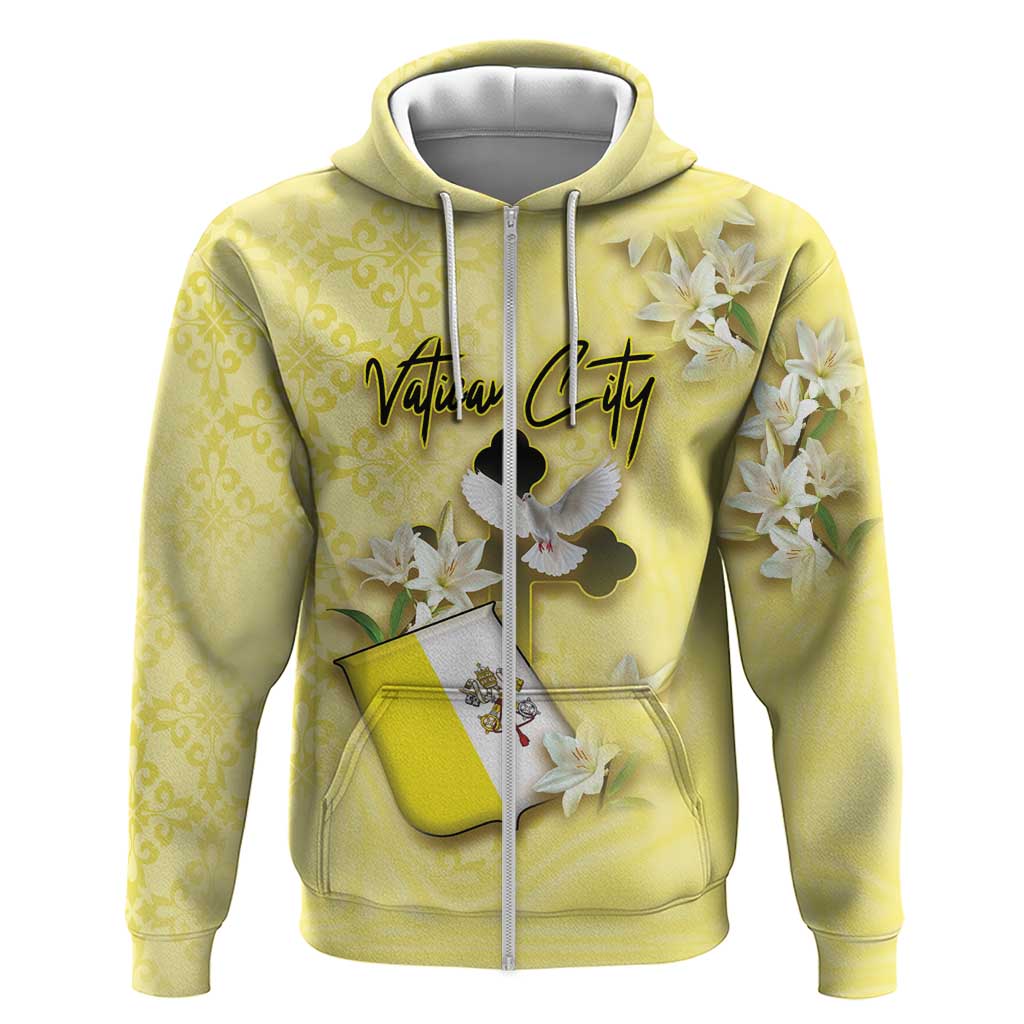 Personalized Vatican City Zip Hoodie Coat Of Arms With Dove Bird - Wonder Print Shop