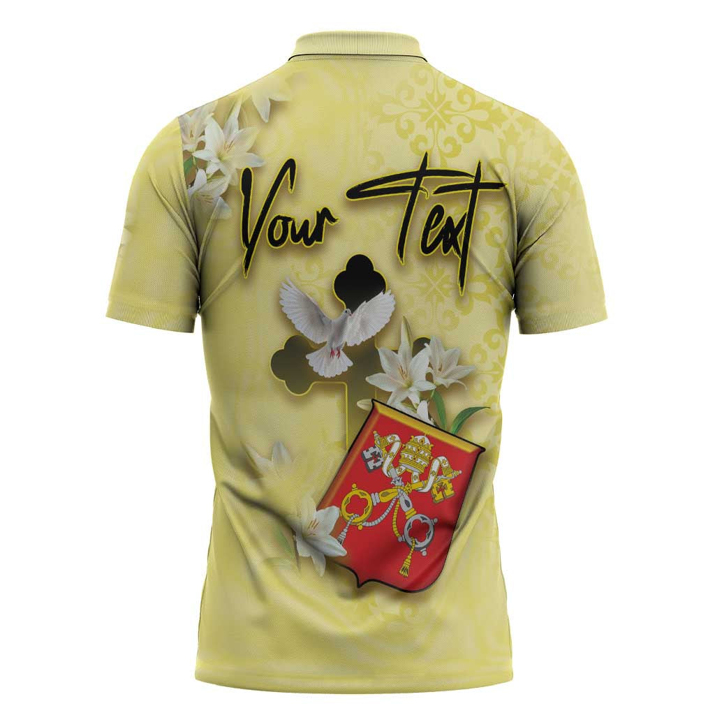 Personalized Vatican City Zipper Polo Shirt Coat Of Arms With Dove Bird - Wonder Print Shop