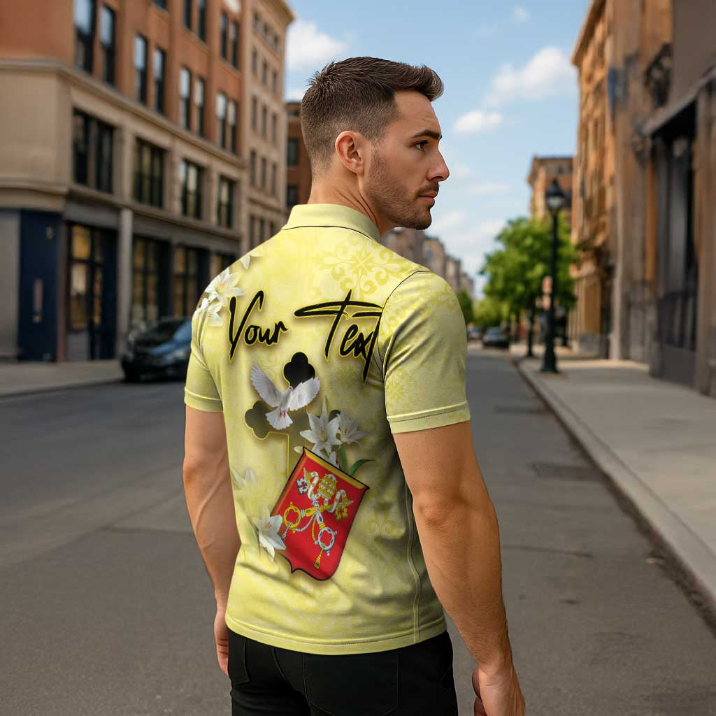Personalized Vatican City Zipper Polo Shirt Coat Of Arms With Dove Bird - Wonder Print Shop