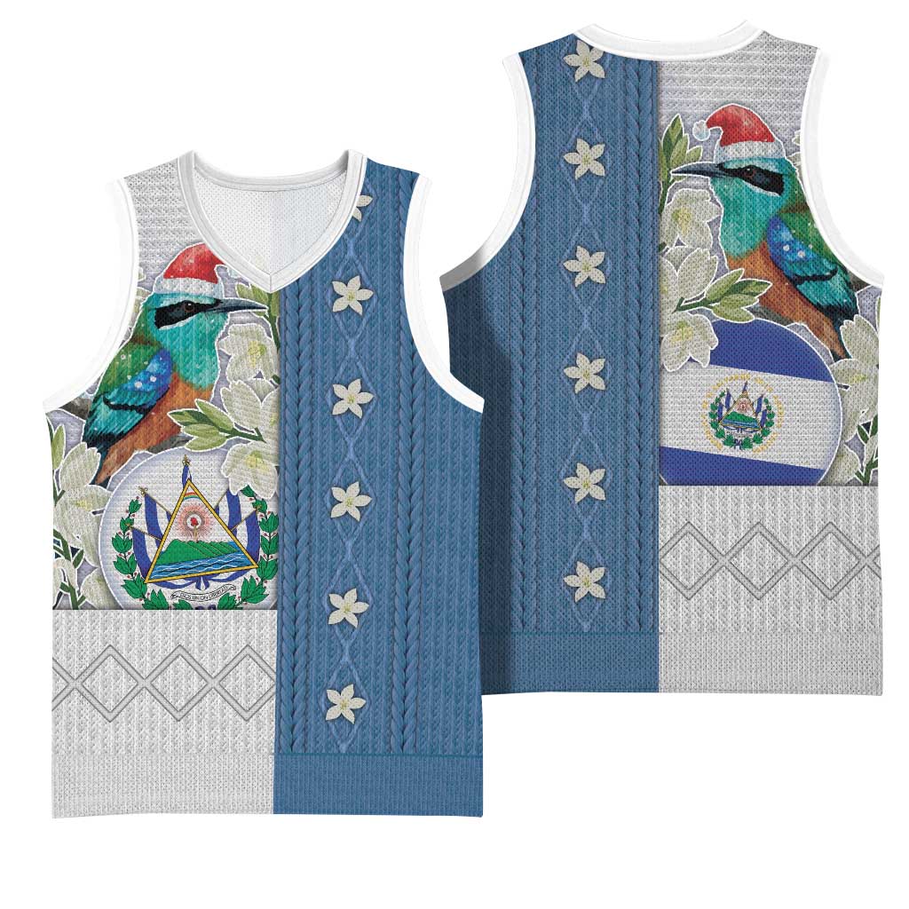 El Salvador Torogoz Christmas Basketball Jersey With Wool Effect Patterns - Wonder Print Shop