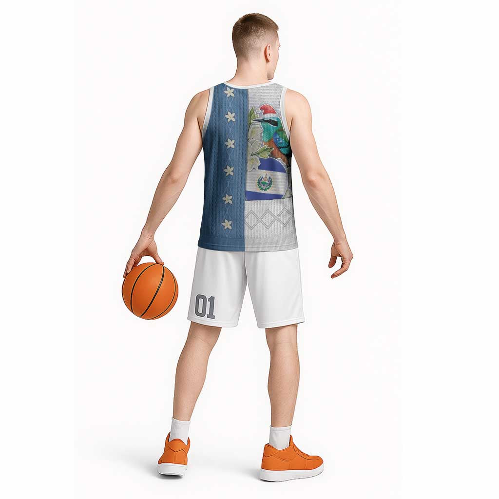El Salvador Torogoz Christmas Basketball Jersey With Wool Effect Patterns - Wonder Print Shop
