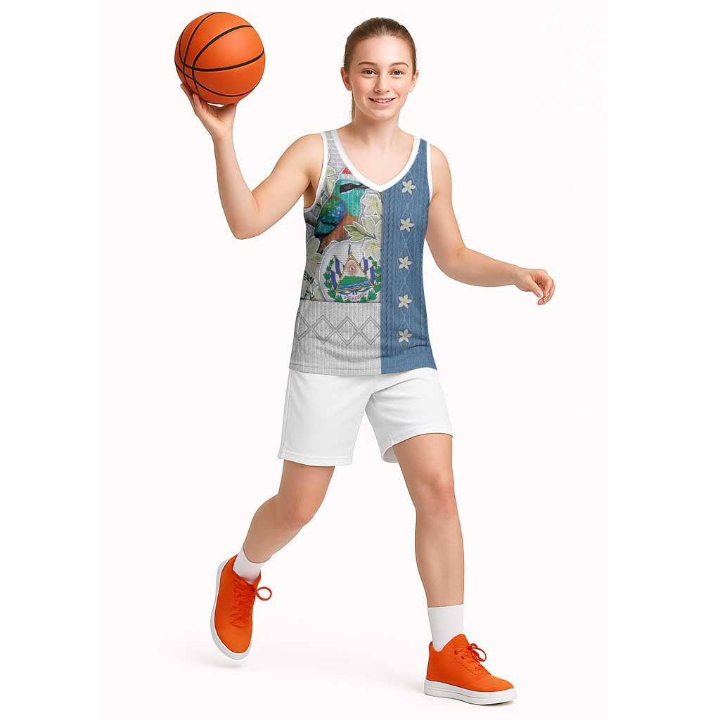 El Salvador Torogoz Christmas Basketball Jersey With Wool Effect Patterns - Wonder Print Shop